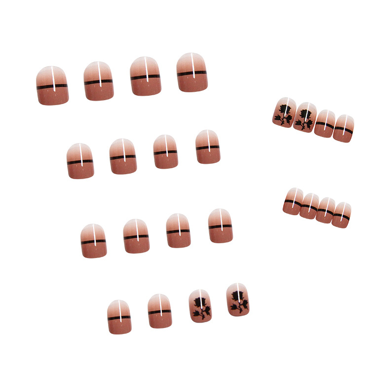 Fake Nail Gradient Bean Paste Nail Art Nail Sticker Rose Nail Piece