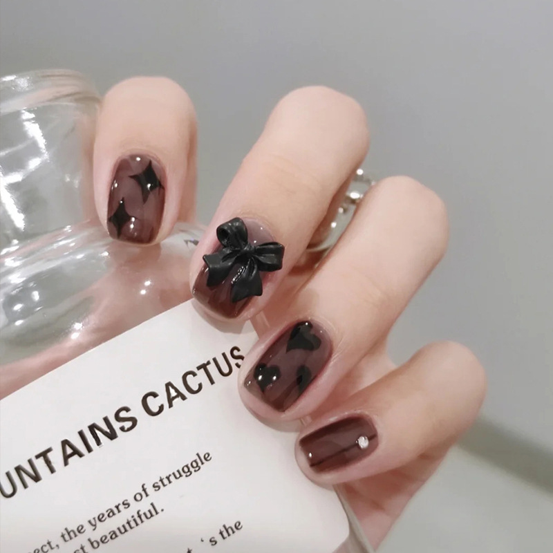 Fake Nails 2 Minutes Nail Art Short Detachable 24 Pieces