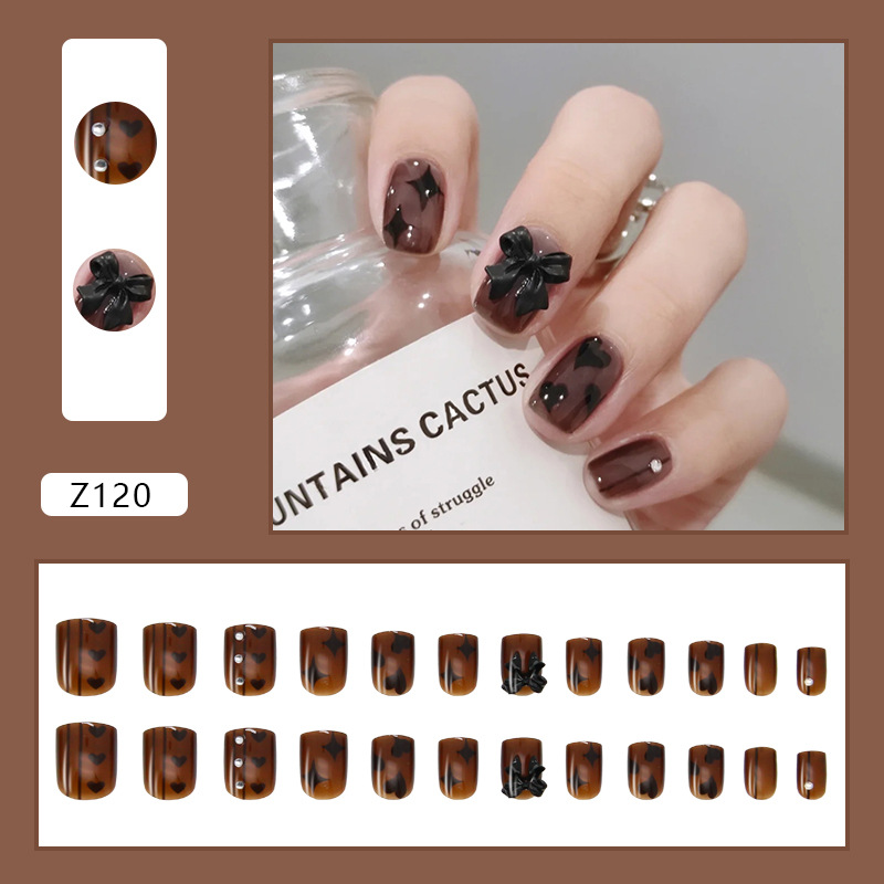 Fake Nails 2 Minutes Nail Art Short Detachable 24 Pieces