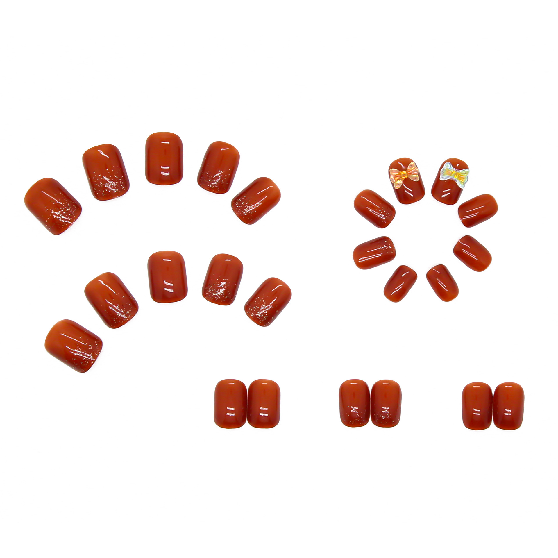Nail Patch Short Nail Sticker Caramel Pumpkin Aurora Butterfly Fake Nail Finished