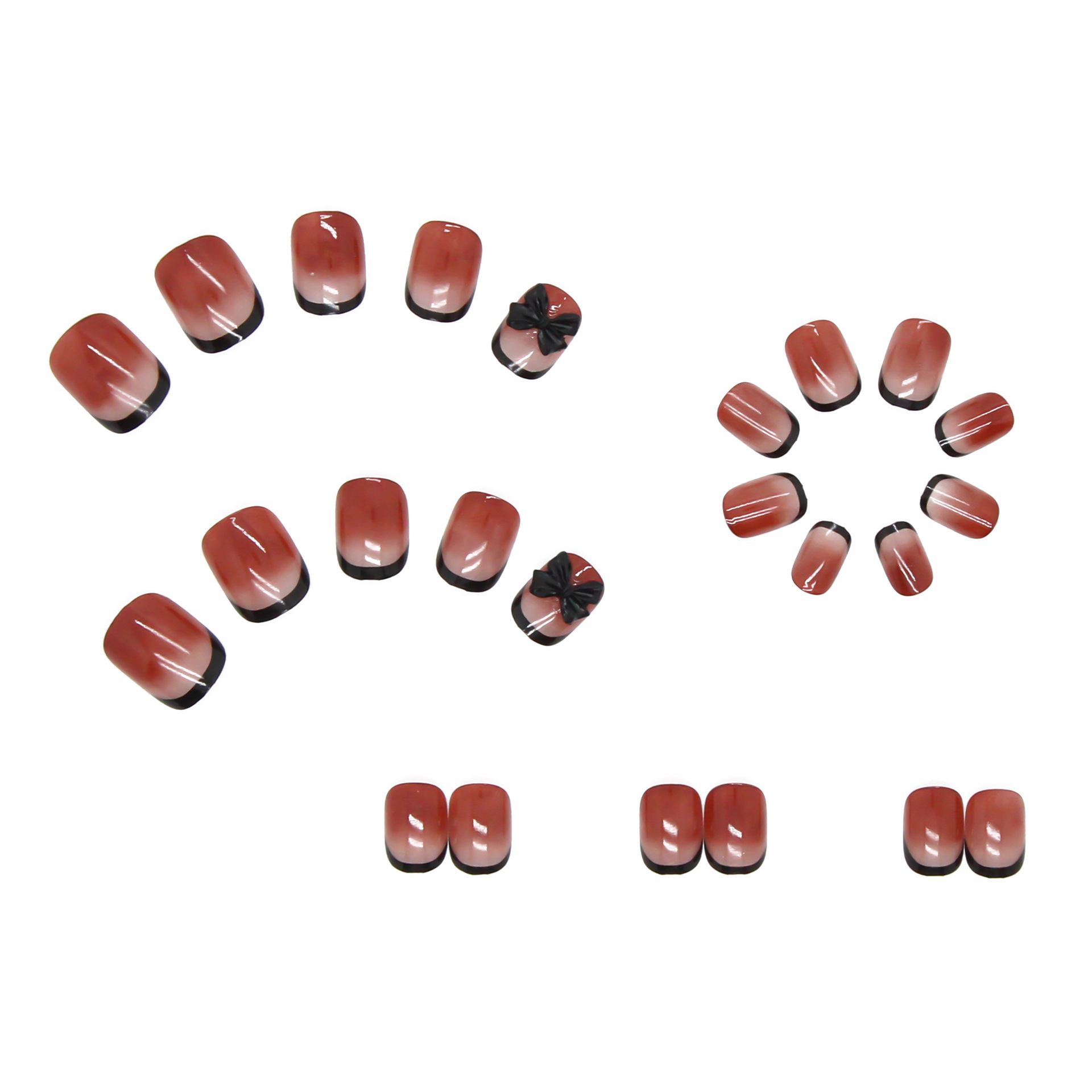 Nail Patch Wearing A Black French Bow Short Finished Nail Sticker