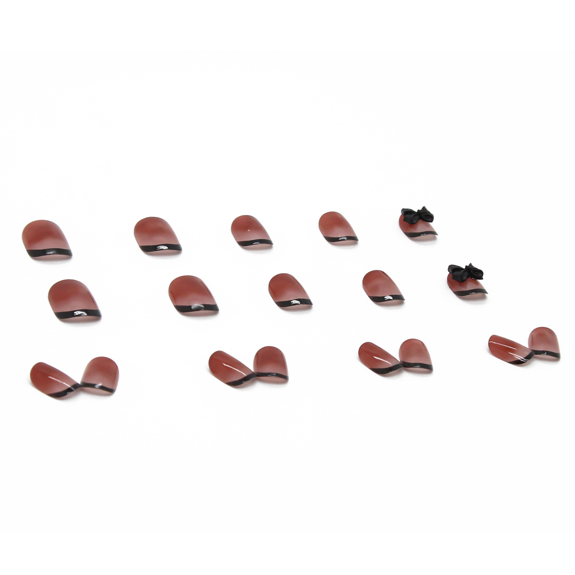 Nail Patch Wearing A Black French Bow Short Finished Nail Sticker
