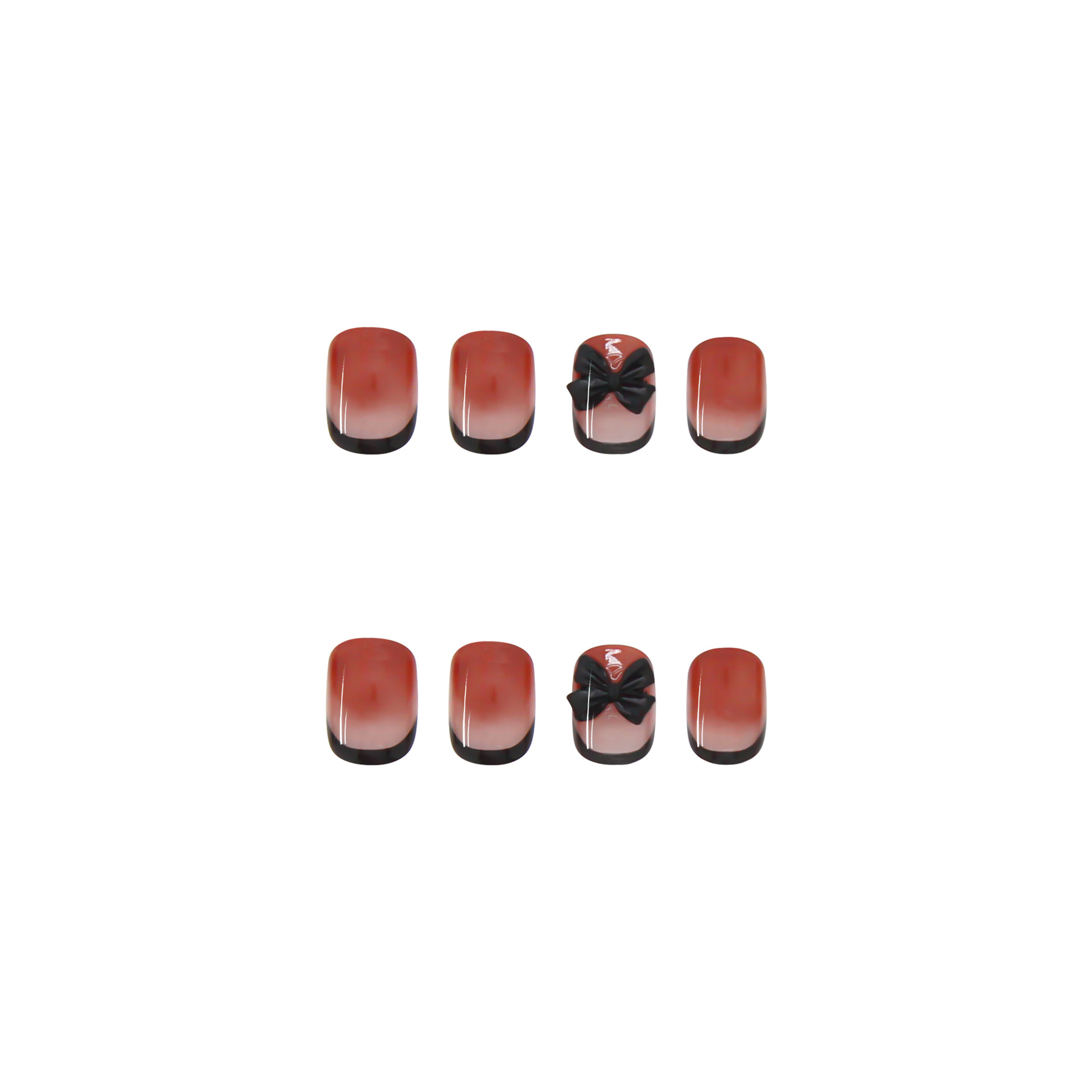Nail Patch Wearing A Black French Bow Short Finished Nail Sticker