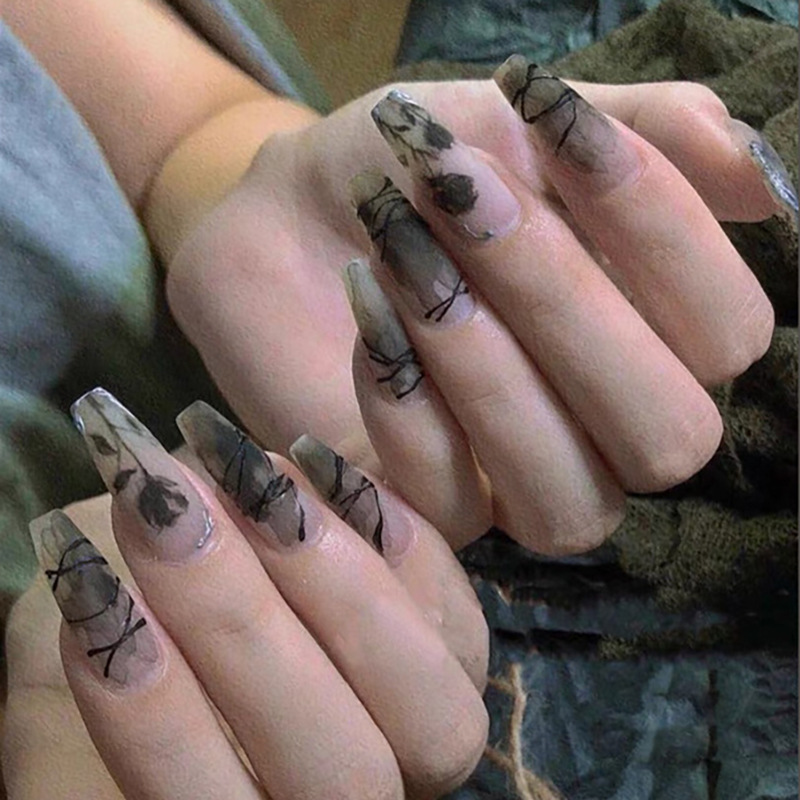 Removable long ballet European and American frosted fake nail manicure stickers