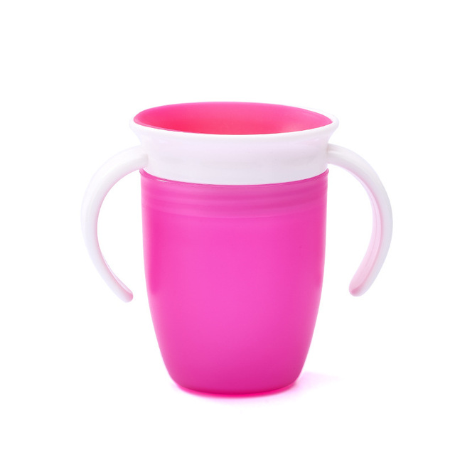 360 Degrees Can Be Rotated Baby Learning Drinking Cup with Double Handle Flip Lid Leakproof Infants Water Cups Bottle