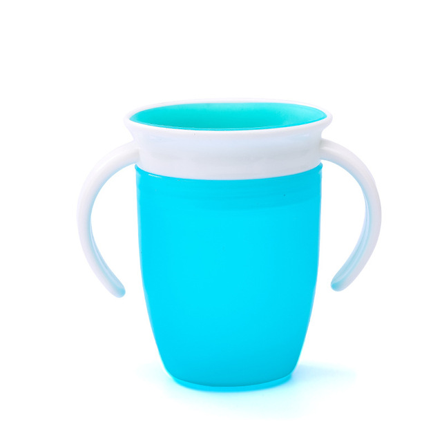 360 Degrees Can Be Rotated Baby Learning Drinking Cup with Double Handle Flip Lid Leakproof Infants Water Cups Bottle