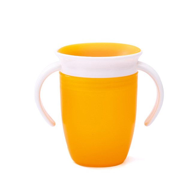 360 Degrees Can Be Rotated Baby Learning Drinking Cup with Double Handle Flip Lid Leakproof Infants Water Cups Bottle