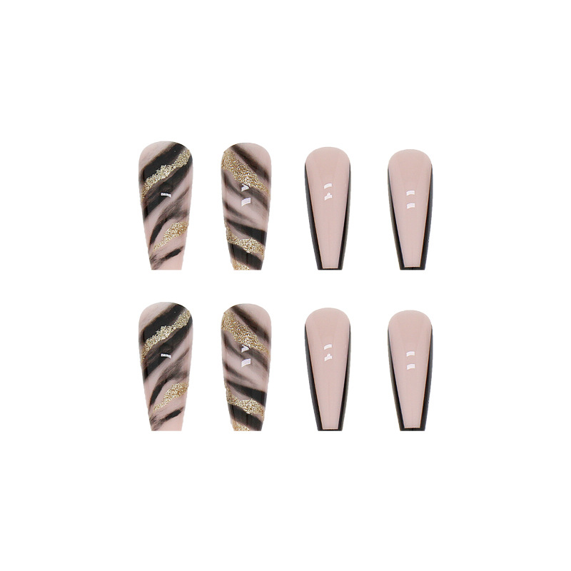 Nail Art Shiny Black Gold Atmospheric Long Nail Patch