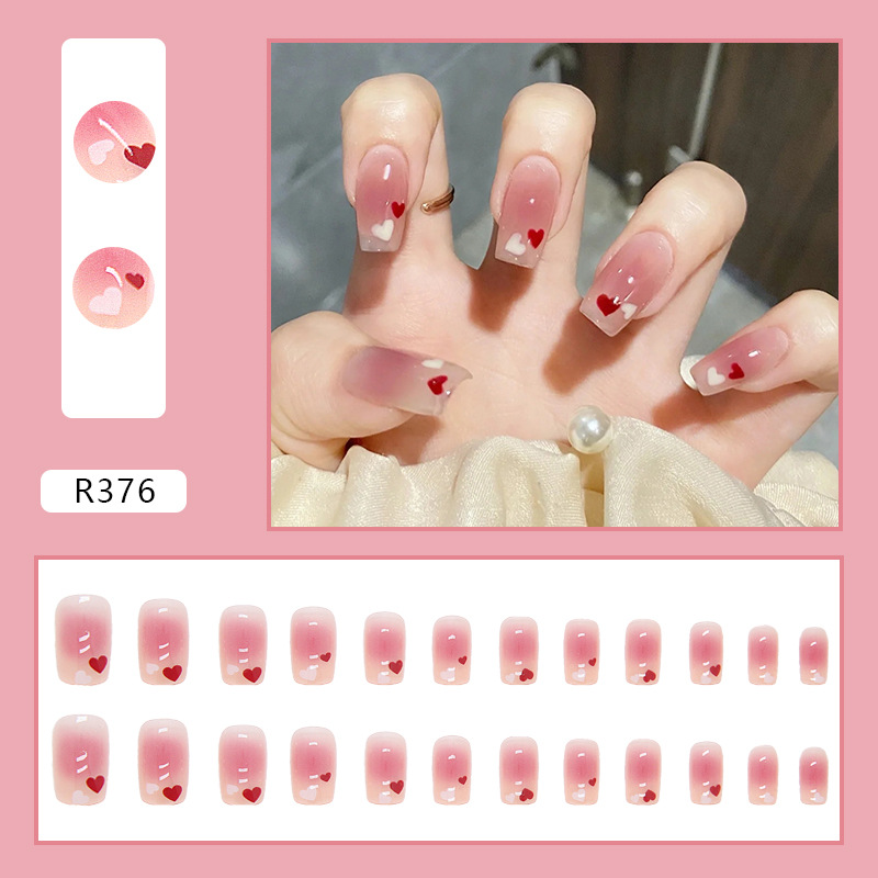 Nail Art Patch Ballet Nail Pink Tender Ice Transparent Love Gradient High-end Finished Product