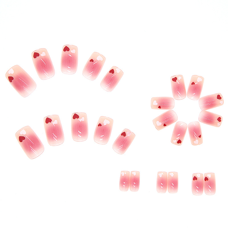 Nail Art Patch Ballet Nail Pink Tender Ice Transparent Love Gradient High-end Finished Product