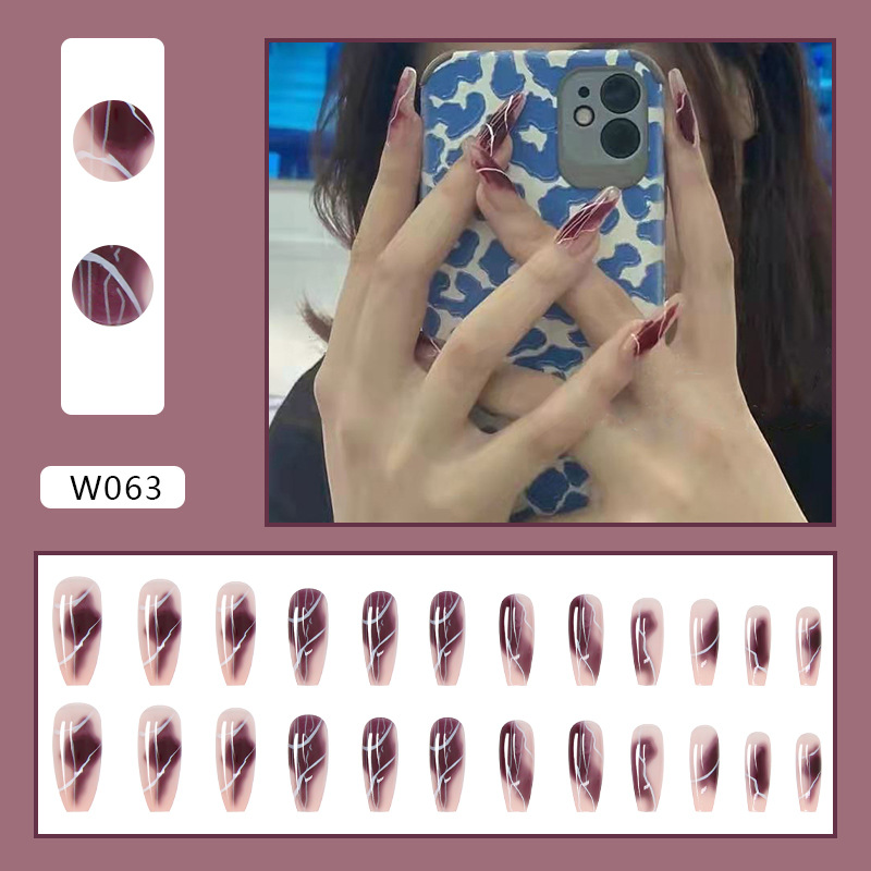 Nail piece purple smudged thorn flower fake nail wear nail piece finished manicure