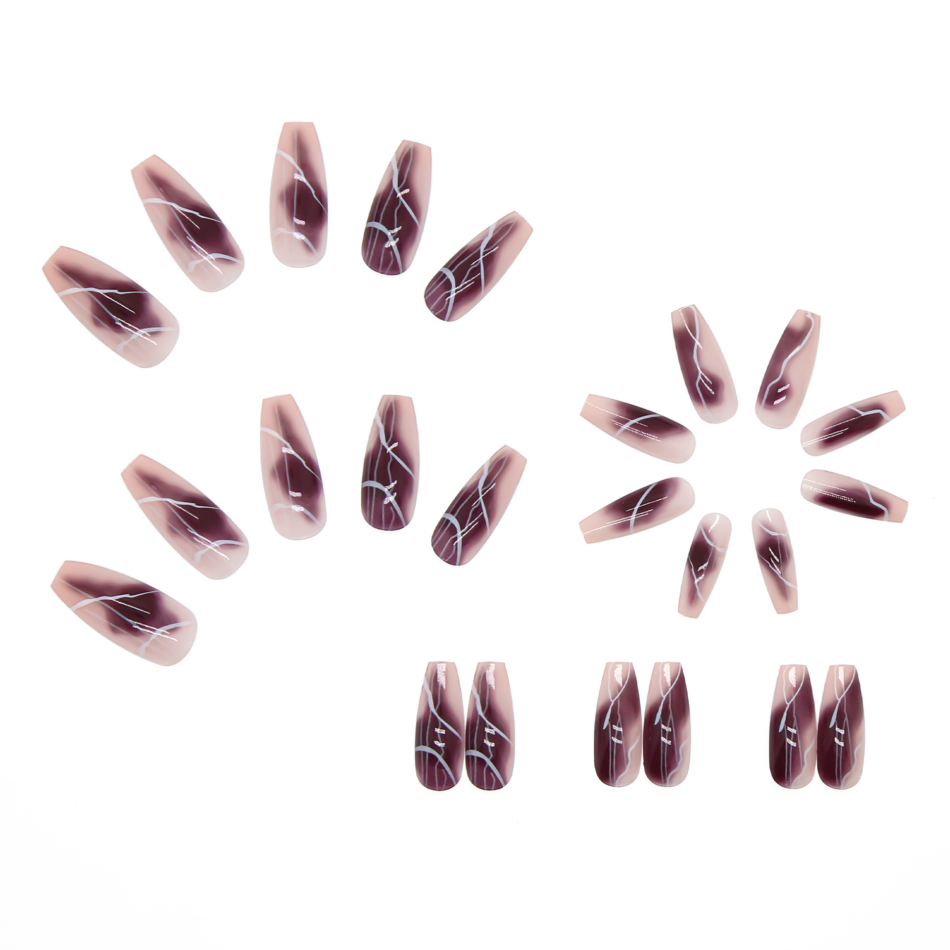 Nail piece purple smudged thorn flower fake nail wear nail piece finished manicure