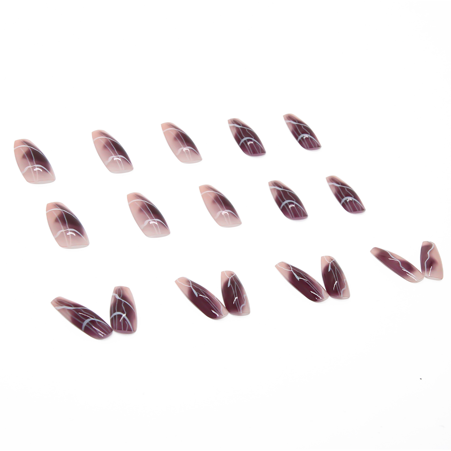 Nail piece purple smudged thorn flower fake nail wear nail piece finished manicure