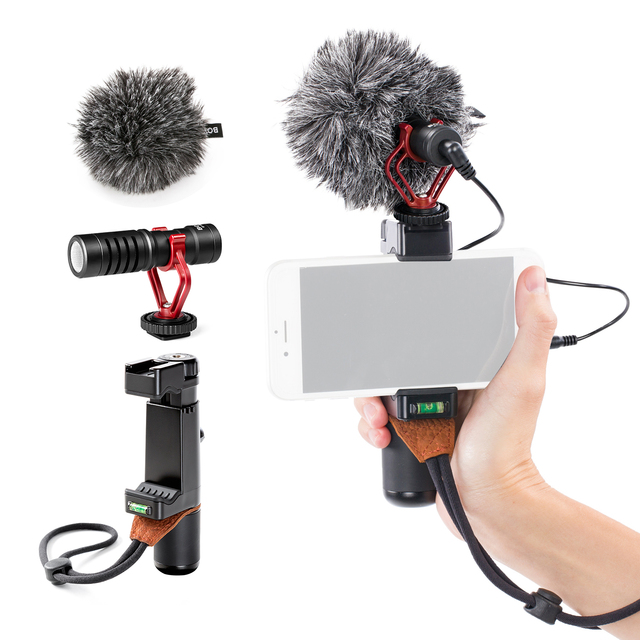 Microphone Professional Studio Mini Mic with Shock Mount for iphone Android PC DSLR Camera Vlog Recording