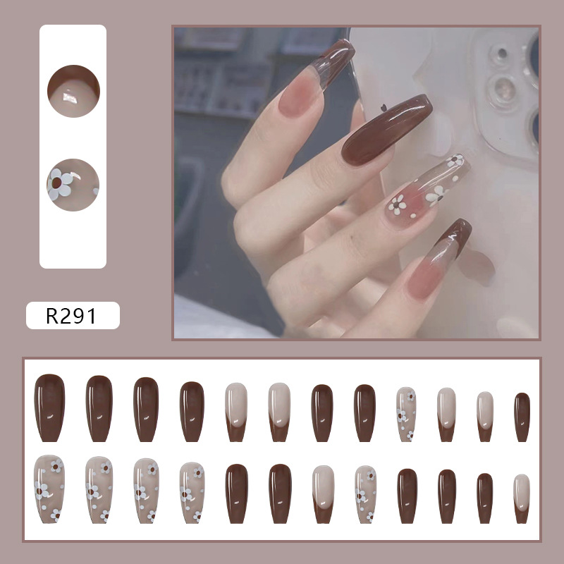 Ballet Nails Brown Long Island Iced Tea Long Nail Stickers Finished Nail Stickers Removable
