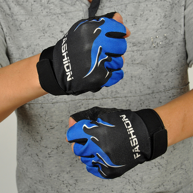 Cool Brand New Glove Mens Outdoor Sport Cycling Gloves Men Hiking Half Finger Fingerless Gloves Tactical Mittens Blue Flame New