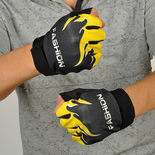 Cool Brand New Glove Mens Outdoor Sport Cycling Gloves Men Hiking Half Finger Fingerless Gloves Tactical Mittens Blue Flame New