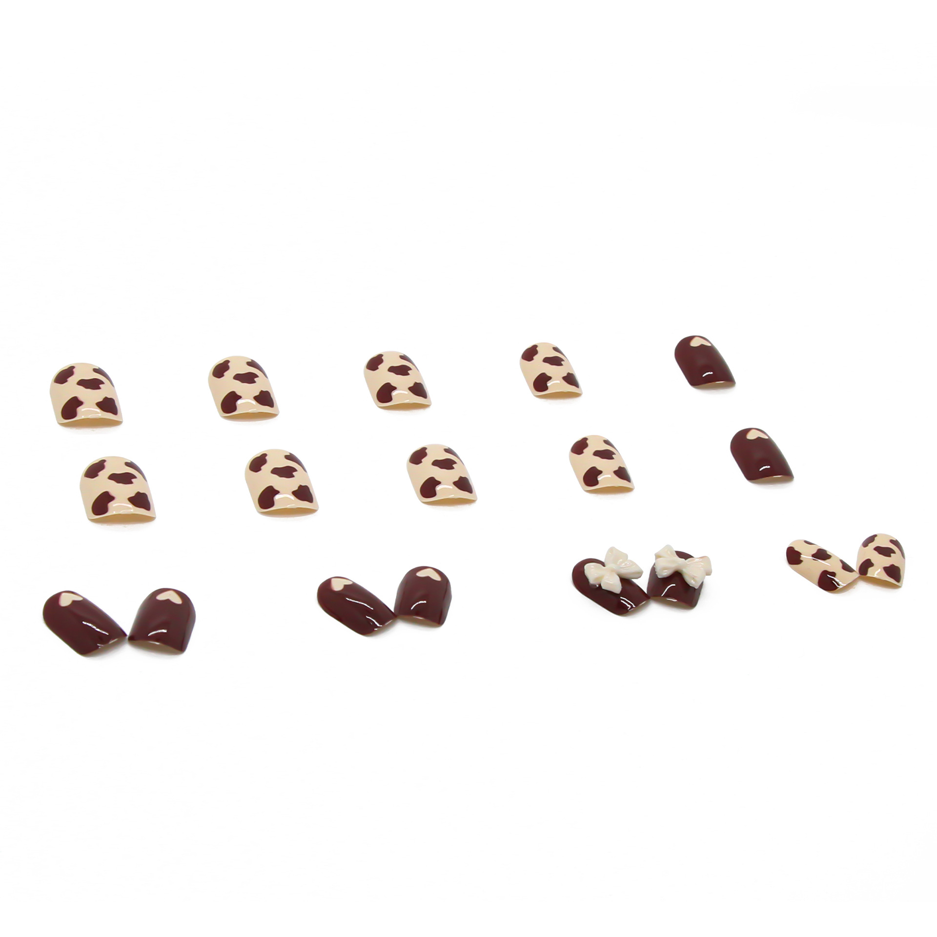 Nail Art Wearable Nail Patch Fake Nail Finished Removable Brown Cow Pattern