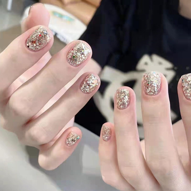 Nail Art Patch Short Shiny Fragments Champagne Finished