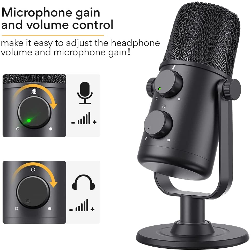 USB Condenser Microphone AU-902 With Type Data Cable Cardioid Streaming Mic Podcast Studio PC Mic for YouTube, Skype