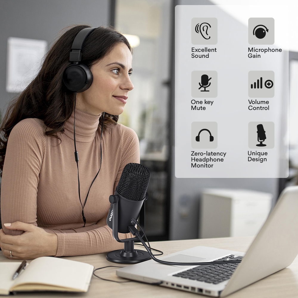 USB Condenser Microphone AU-902 With Type Data Cable Cardioid Streaming Mic Podcast Studio PC Mic for YouTube, Skype