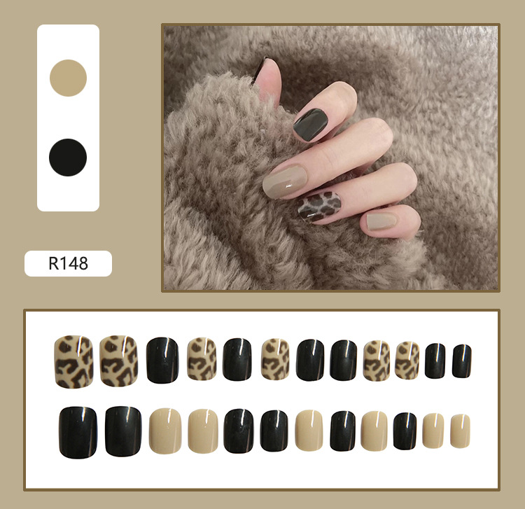 Patch Finished Nail Patch Nail Sticker Removable Leopard Print 24 Pieces