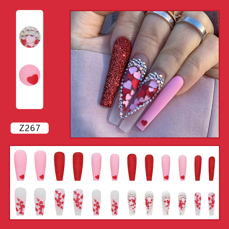 Nail patch long ballet nail love diamond shiny mature finished product new