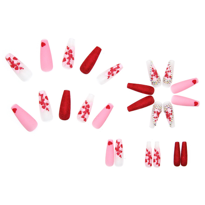 Nail patch long ballet nail love diamond shiny mature finished product new