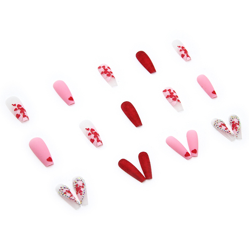 Nail patch long ballet nail love diamond shiny mature finished product new
