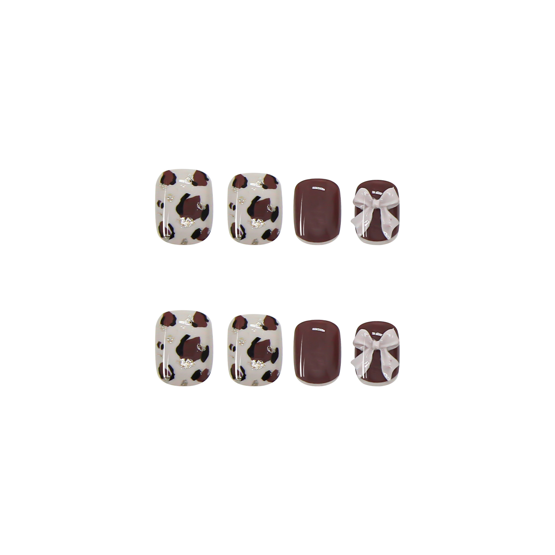 Brown Leopard Print Wearing A Fake Nail Bow Removable Short Finished Product