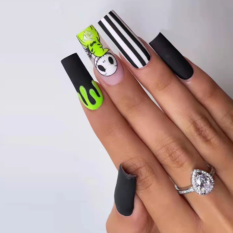 Nail stickers ballet nails black and white line nail stickers removable finished products