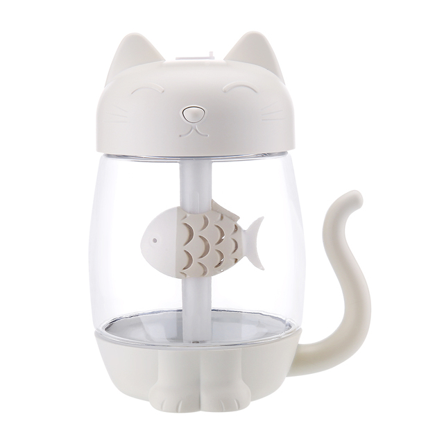 350ML Air Humidifier with Light Ultrasonic Adorable Cat Mini USB Humidificador Silent Color Light 3 In 1 Aroma Diffuser for Car