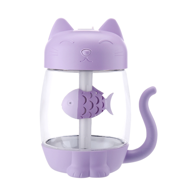 350ML Air Humidifier with Light Ultrasonic Adorable Cat Mini USB Humidificador Silent Color Light 3 In 1 Aroma Diffuser for Car