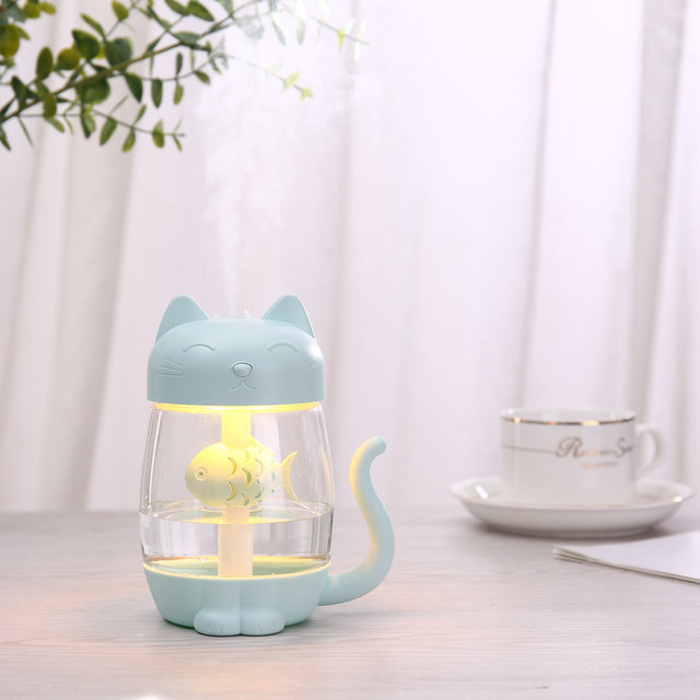 350ML Air Humidifier with Light Ultrasonic Adorable Cat Mini USB Humidificador Silent Color Light 3 In 1 Aroma Diffuser for Car
