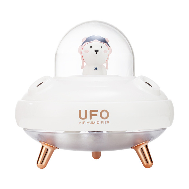 Dual Nozzles Cartoon Air Humidifier UFO Desktop Diffuser Cute Planet Bear Cool Mist with LED Night Light for Home Office