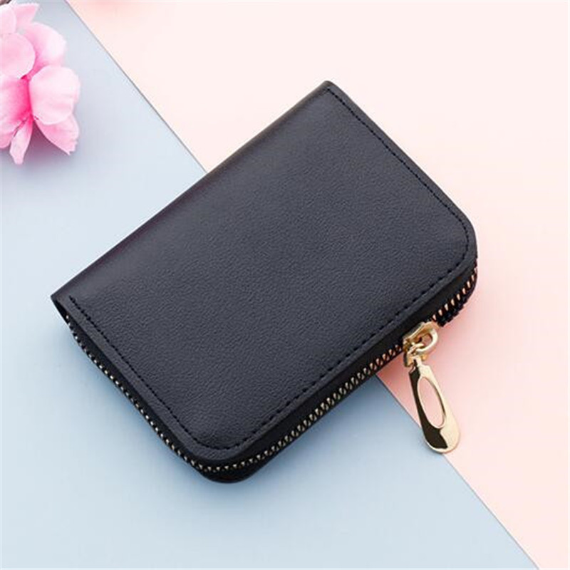 Business Card Holder Genuine Leather Credit Card Holder Women Zipper Pocket Unisex Card Case Zipper Coin Purse bags