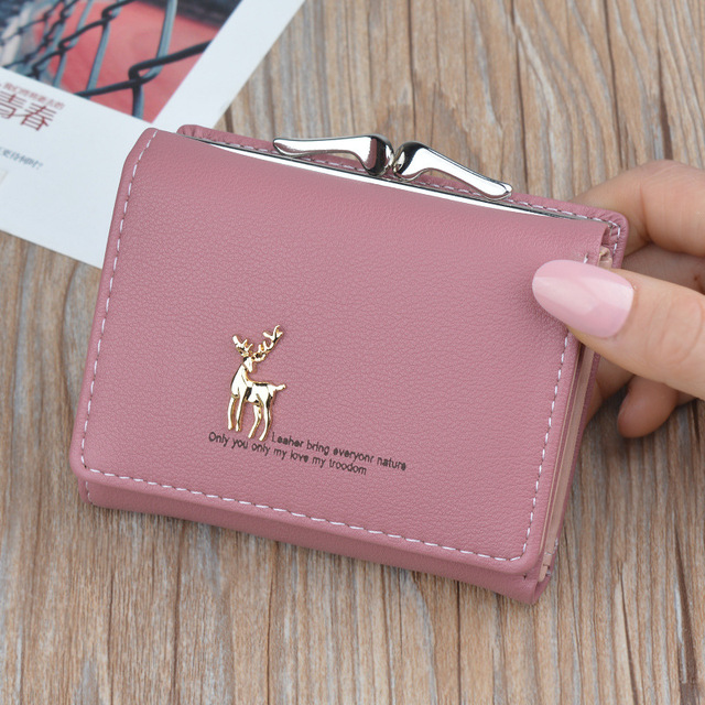 New Cartoon Leather Women Wallets Pocket Ladies Purse Clutch Wallet Women Short Card Holder Cute Girls Deer Wallet