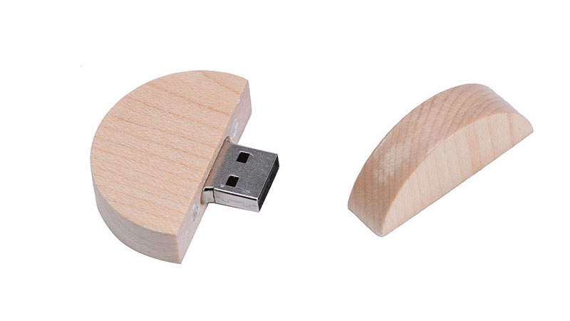 Walnut Wooden USB 2.0 Flash Drive 64GB Round Shape Pen Drives