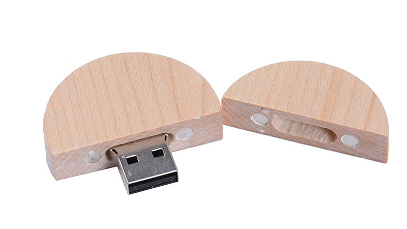 Walnut Wooden USB 2.0 Flash Drive 64GB Round Shape Pen Drives