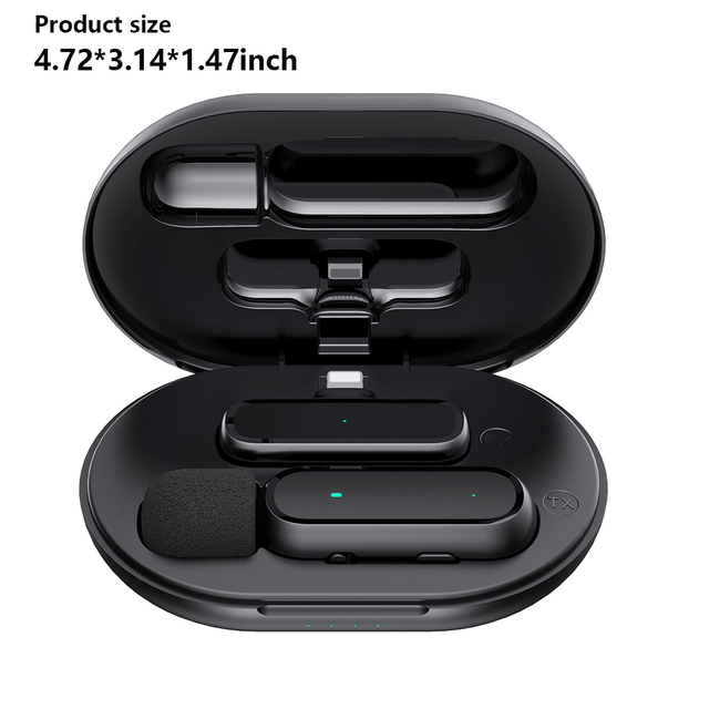 Wireless Lavalier Microphone Portable Charging Box Noise Reduction Reverb Audio or Video Recording Plug Play Mic for Smart Phone
