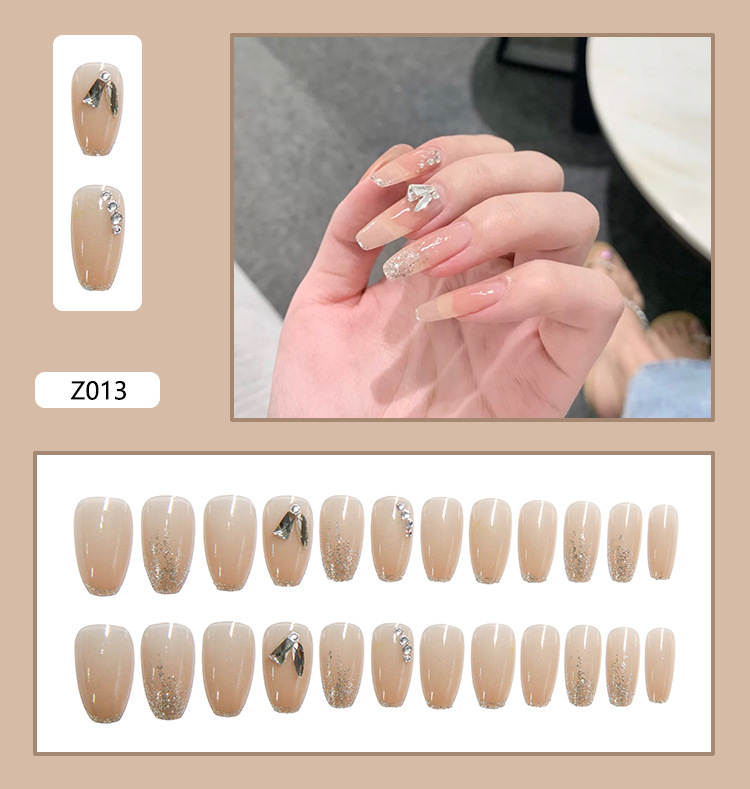 Nail patch finished manicure patch wearable nail detachable nail drill European and American ballet nails 24 pieces