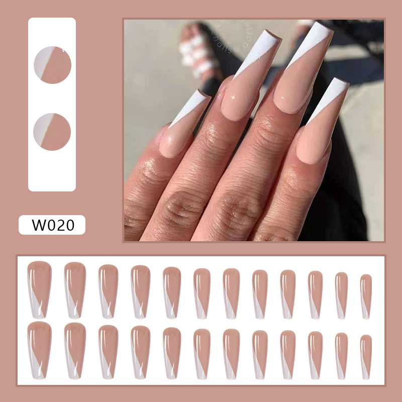 Nail piece Nail piece half oblique French nude color nail sticker long ballet nail piece