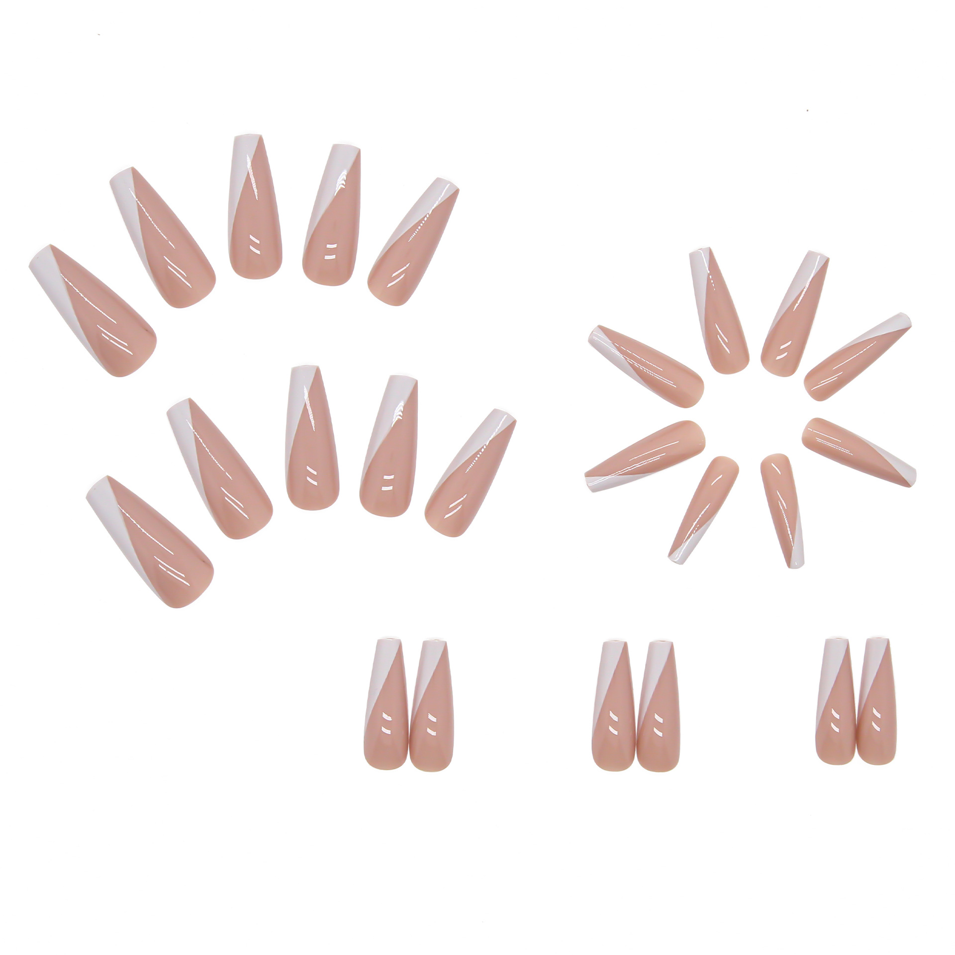 Nail piece Nail piece half oblique French nude color nail sticker long ballet nail piece