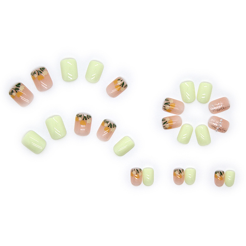 Short Flower Edge New Pearl Diamond Detachable Finished Nail Art