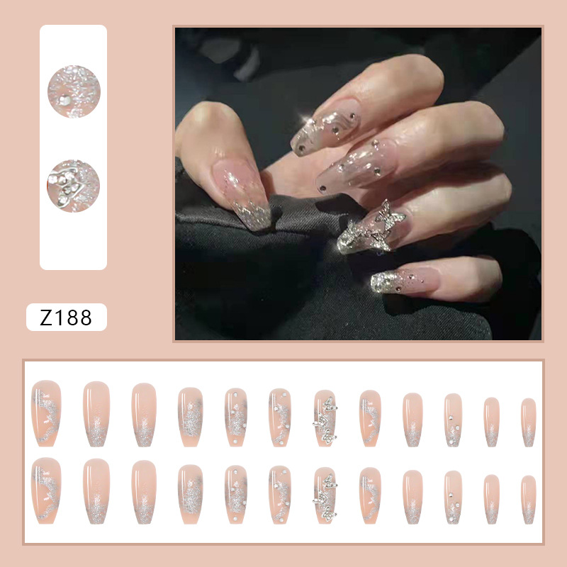 Nail stickers butterfly fluttering broken diamond gradient gentle manicure finished nail piece detachable