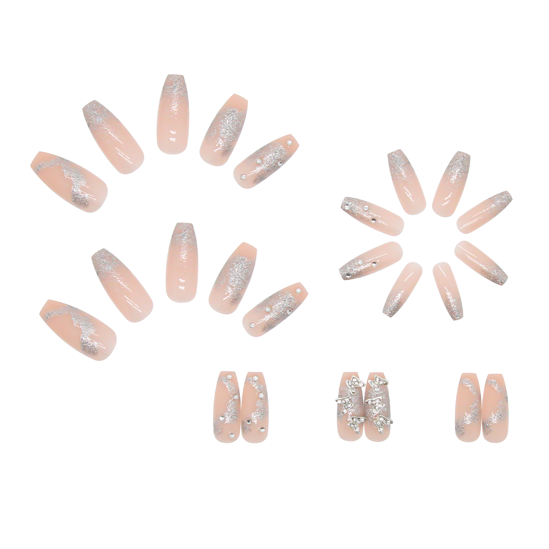 Nail stickers butterfly fluttering broken diamond gradient gentle manicure finished nail piece detachable