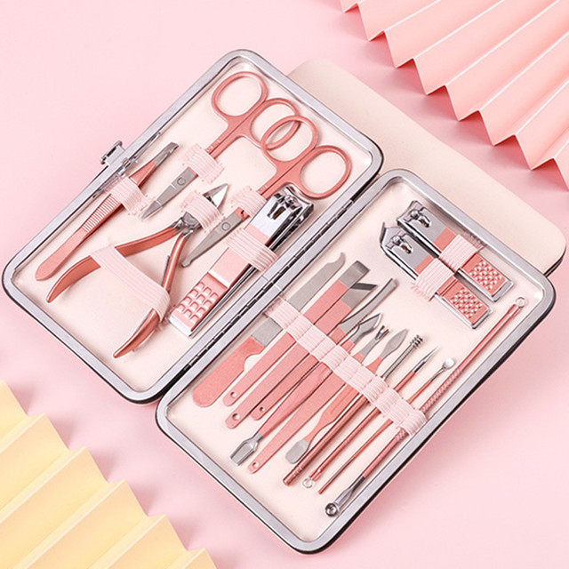 7/10/12/16/18pcs Manicure Cutters Nail Clipper Set Household Stainless Steel Ear Spoon Nail Clippers Pedicure Nail Scissors Tool