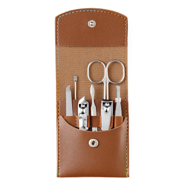 7 Pcs Professional Nail Cutter Pedicure Scissors Set Stainless Steel Eagle Hook Portable Manicure Nail Clipper Tool Set