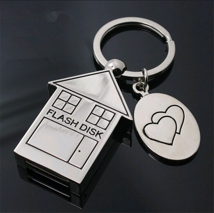 USB 2.0 Cute Metal House Shape USB Flash Drive