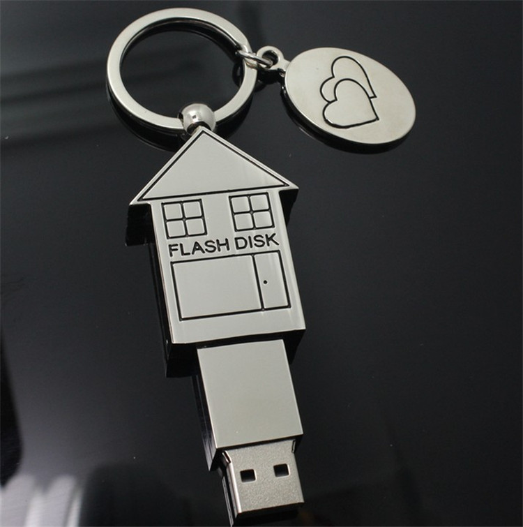 USB 2.0 Cute Metal House Shape USB Flash Drive